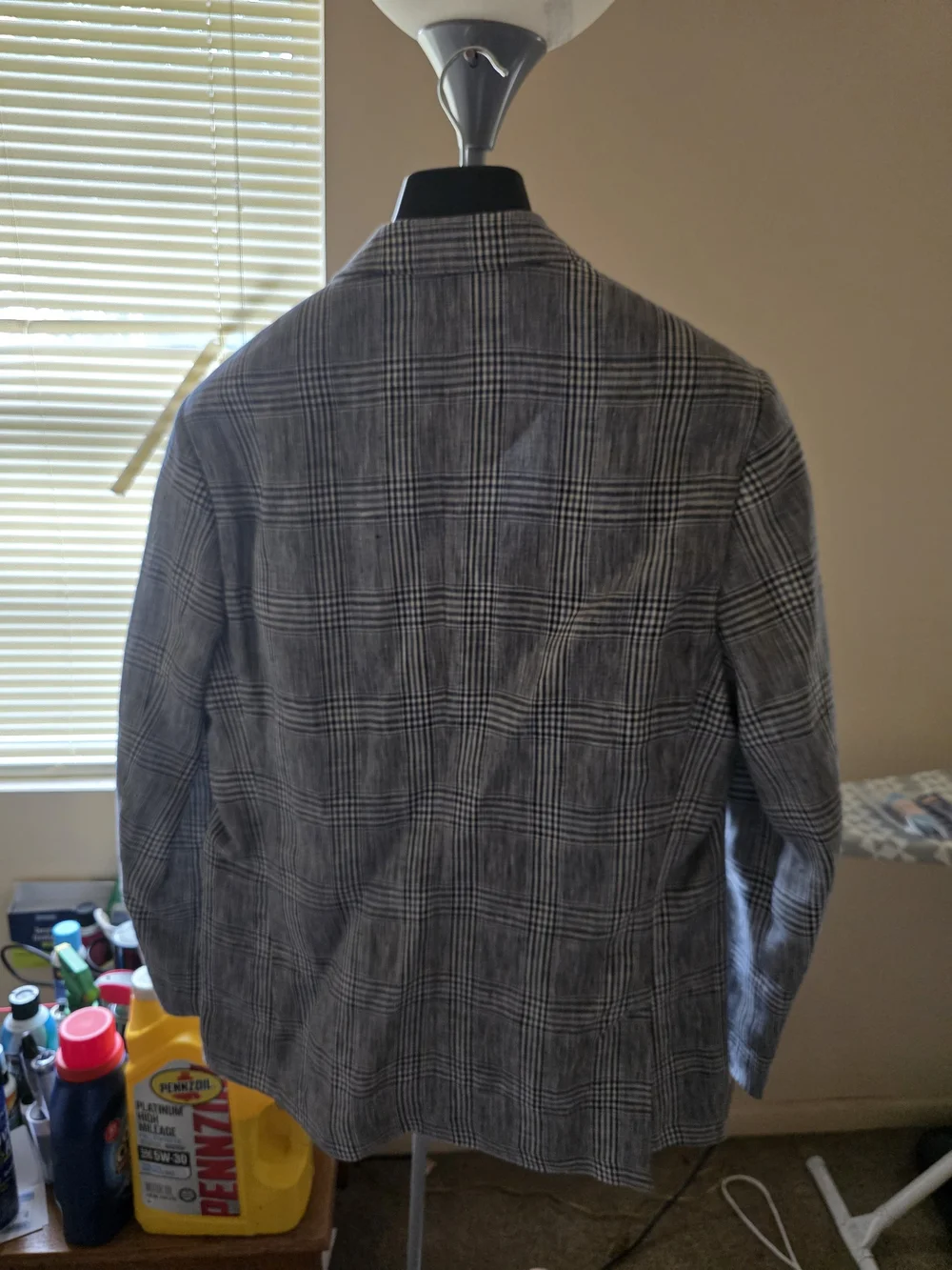 Men's Gray Plaid Two-Button Blazer